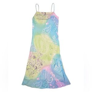 Ethereal Pink Green Violet Sky Blue 90s Paisley Whimsical Tank Dress